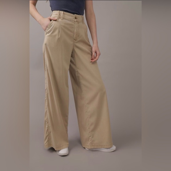 American Eagle Outfitters Pants - American Eagle Outfitters Beige Wide-Leg Pants